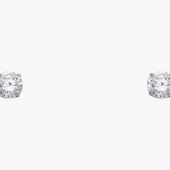 14k White Gold Round Solitaire Basket Set Stud Earrings with Screw Back 4 mm - Picture 8 of 10